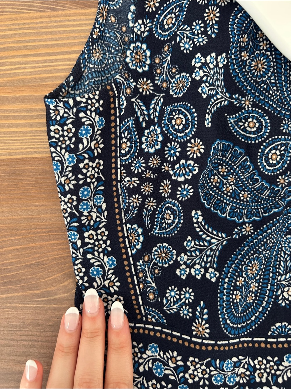 Navy Paisley Sleeveless Midi Dress